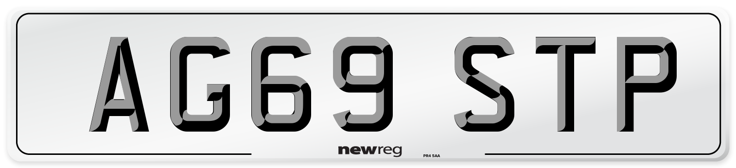 AG69 STP Number Plate from New Reg